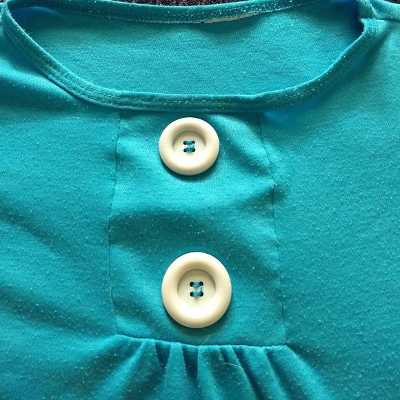 Vintage 80s turquoise t-shirt daydress napdress housedress - Picture 7 of 8